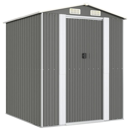 vidaXL Garden Shed Light Grey 192x191x223 cm Galvanised Steel 2