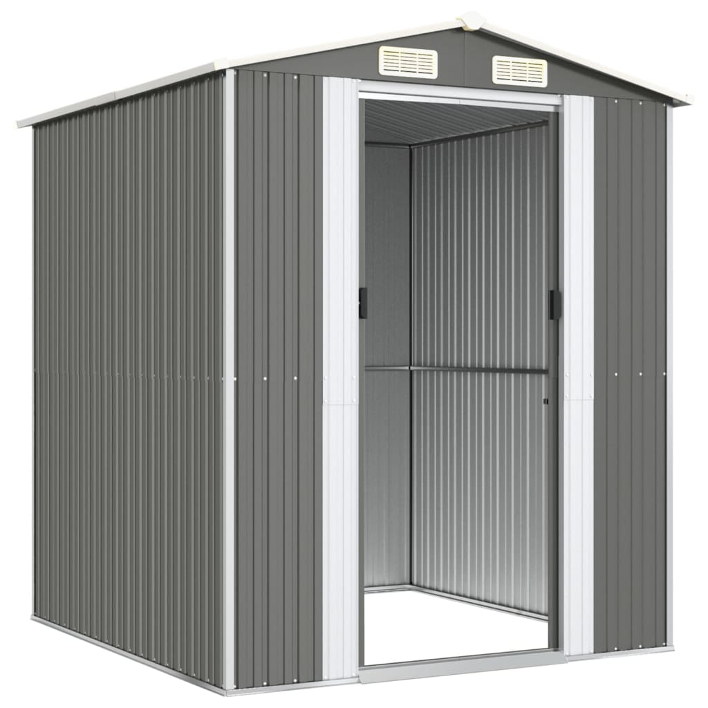 vidaXL Garden Shed Light Grey 192x191x223 cm Galvanised Steel 4