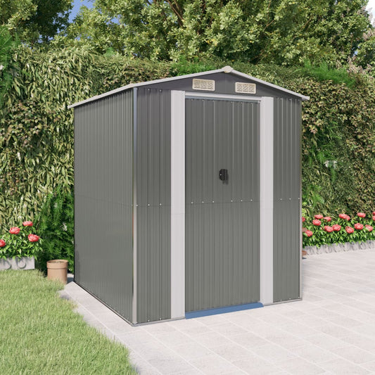 vidaXL Garden Shed Light Grey 192x191x223 cm Galvanised Steel 1
