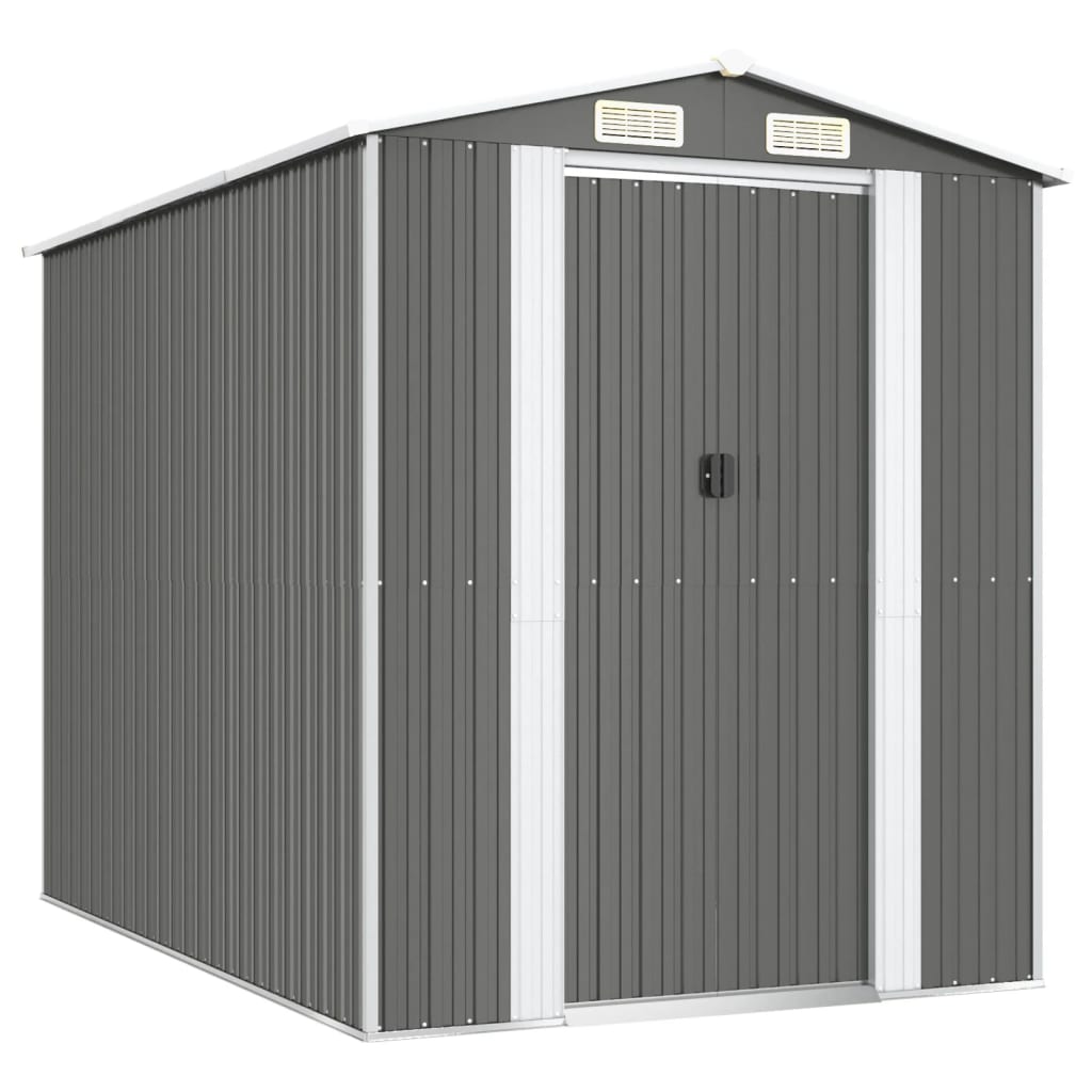 vidaXL Garden Shed Light Grey 192x274x223 cm Galvanised Steel 2