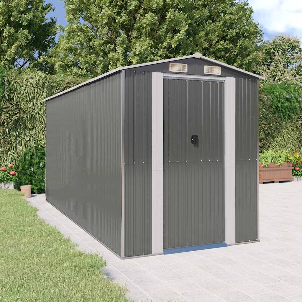 vidaXL Garden Shed Light Grey Galvanised Steel