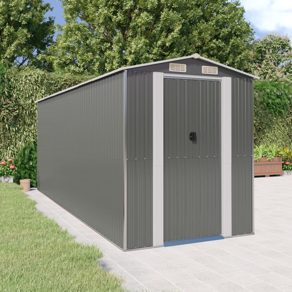 vidaXL Garden Shed Light Grey Galvanised Steel