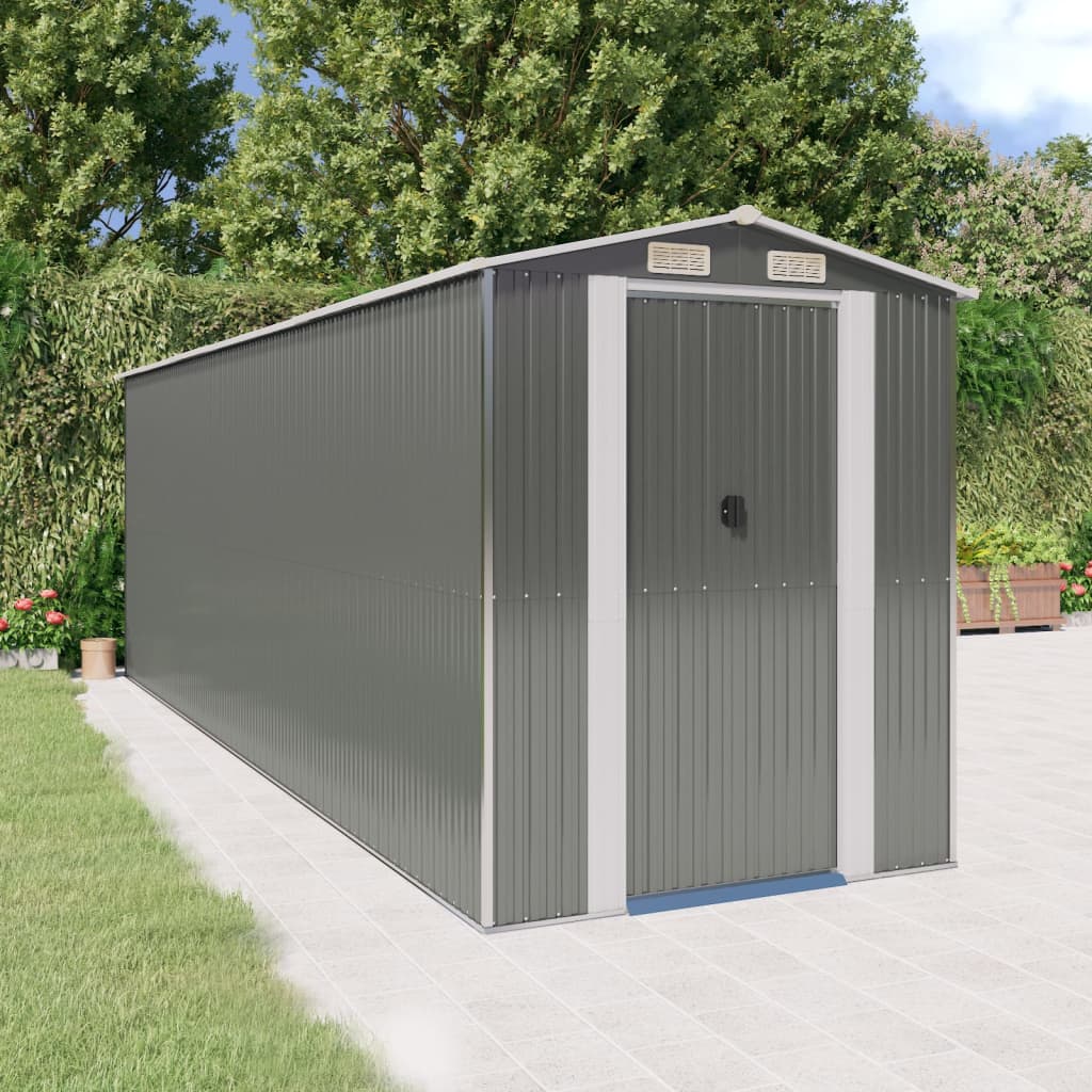 vidaXL Garden Shed Light Grey Galvanised Steel