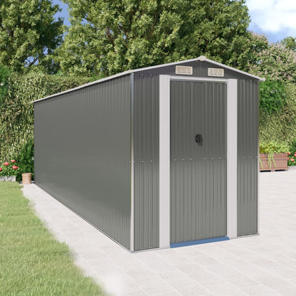 vidaXL Garden Shed Light Grey Galvanised Steel