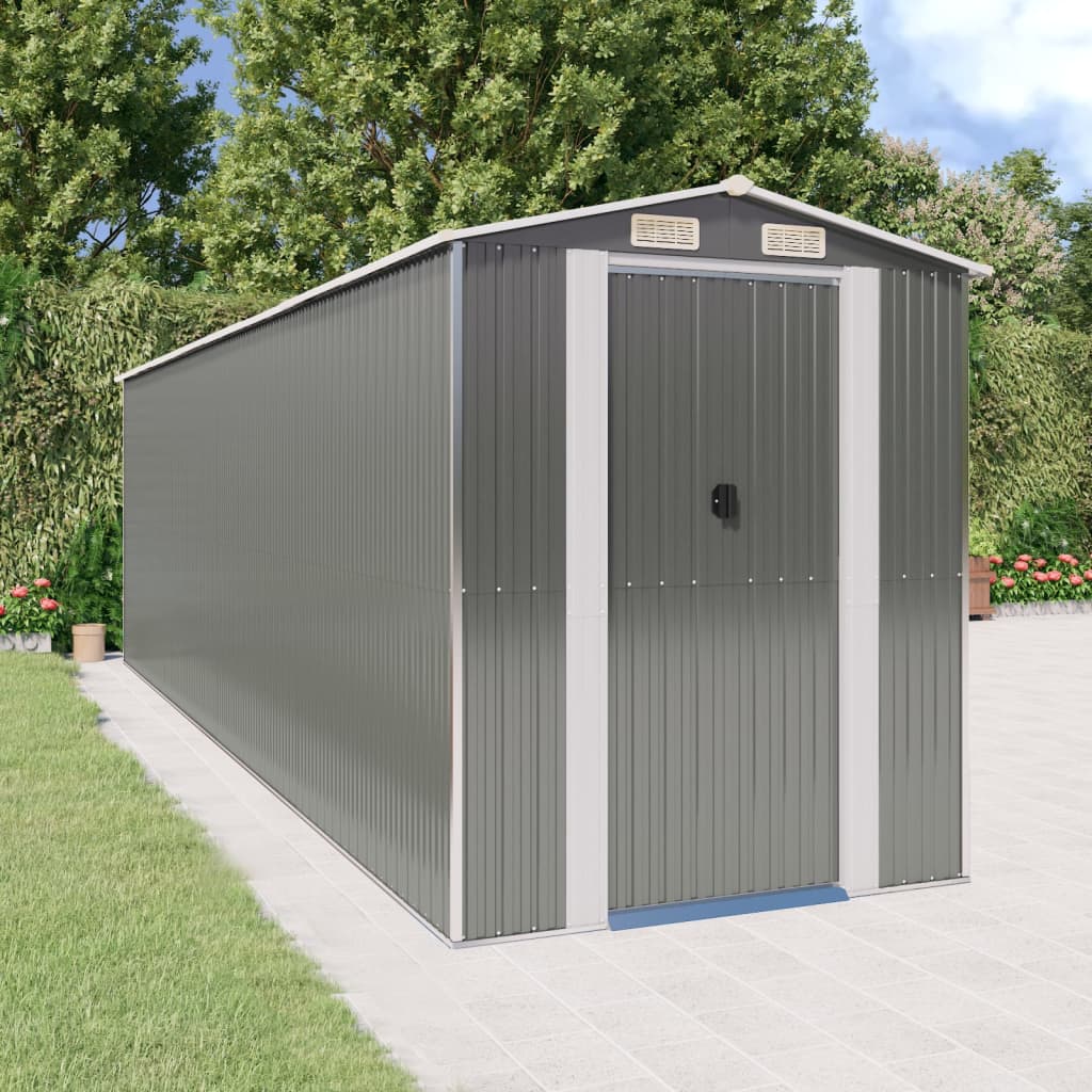 vidaXL Garden Shed Light Grey Galvanised Steel