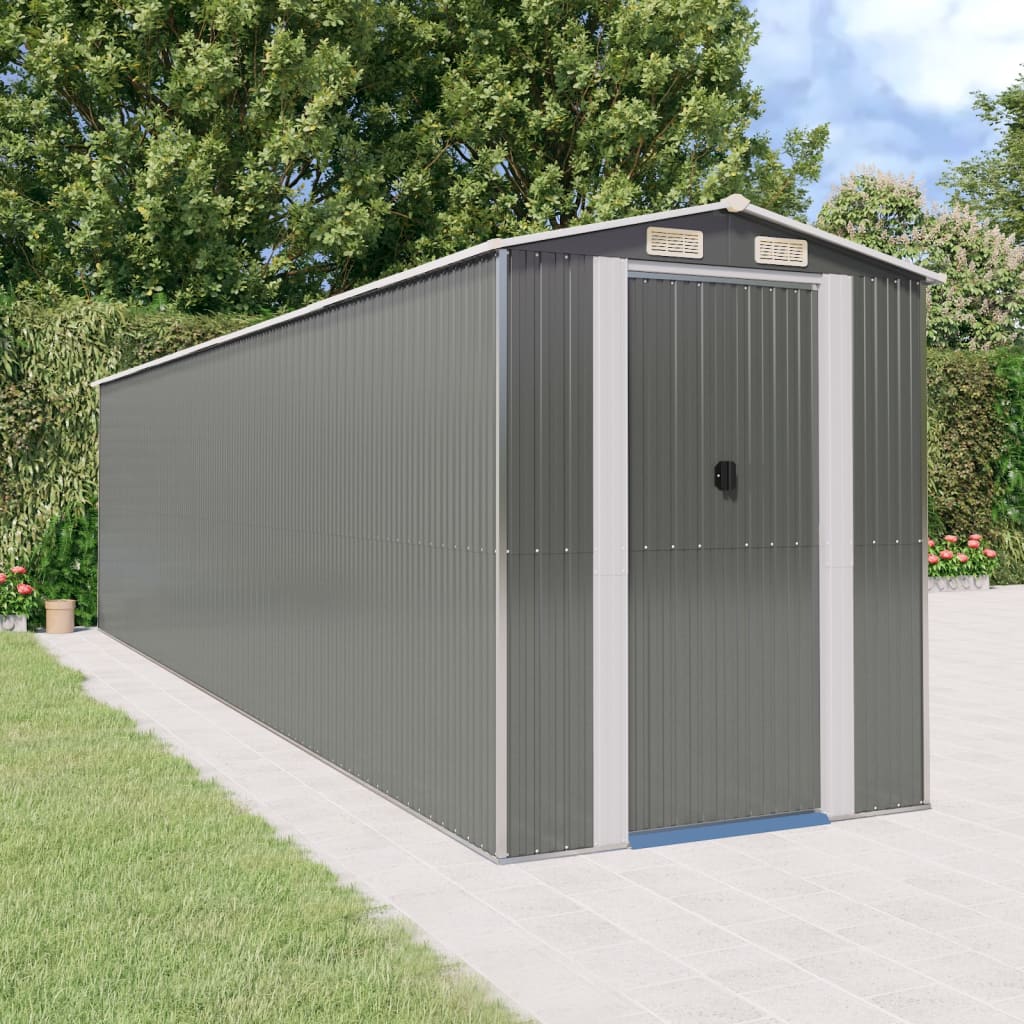 vidaXL Garden Shed Light Grey Galvanised Steel