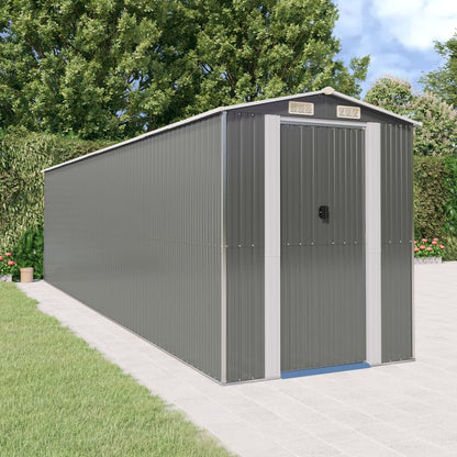 vidaXL Garden Shed Light Grey Galvanised Steel