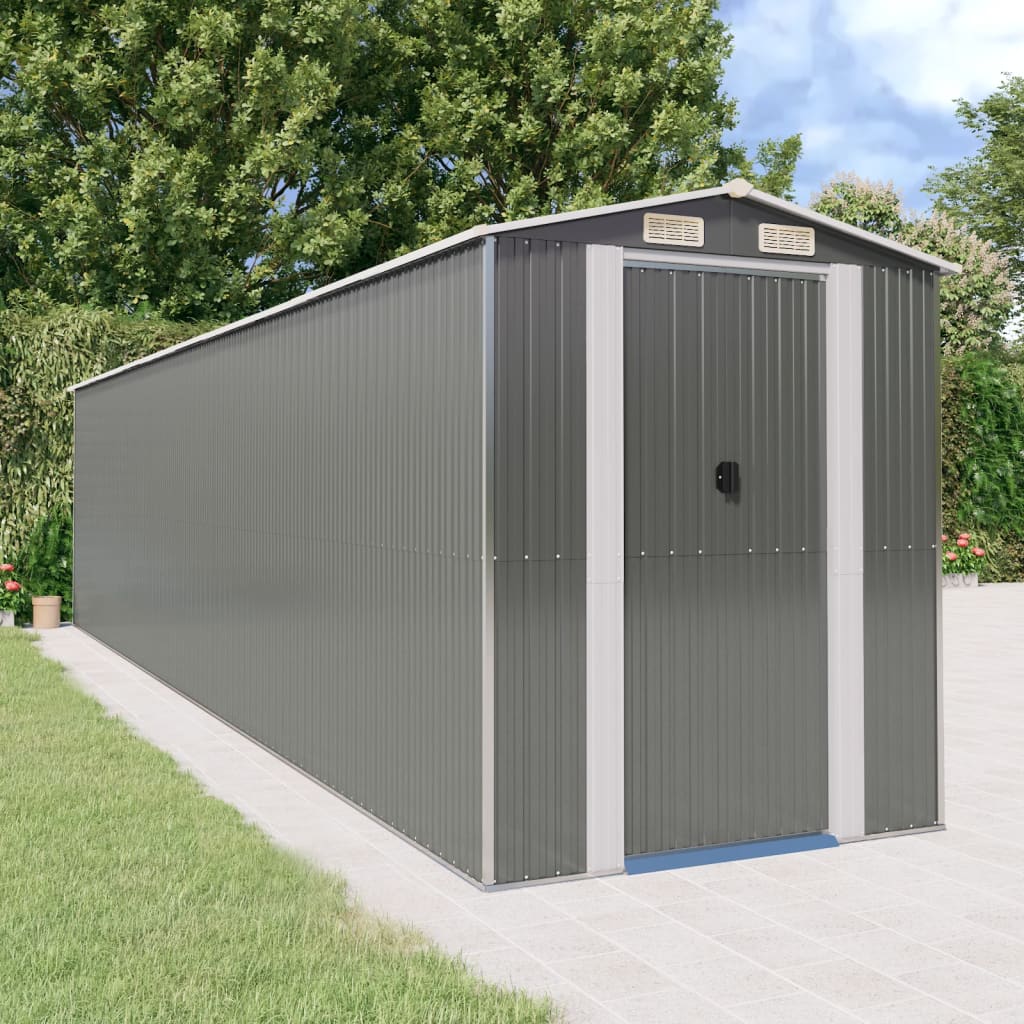 vidaXL Garden Shed Light Grey Galvanised Steel