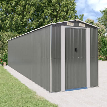 vidaXL Garden Shed Light Grey Galvanised Steel