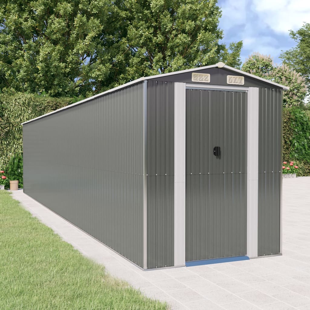 vidaXL Garden Shed Light Grey Galvanised Steel