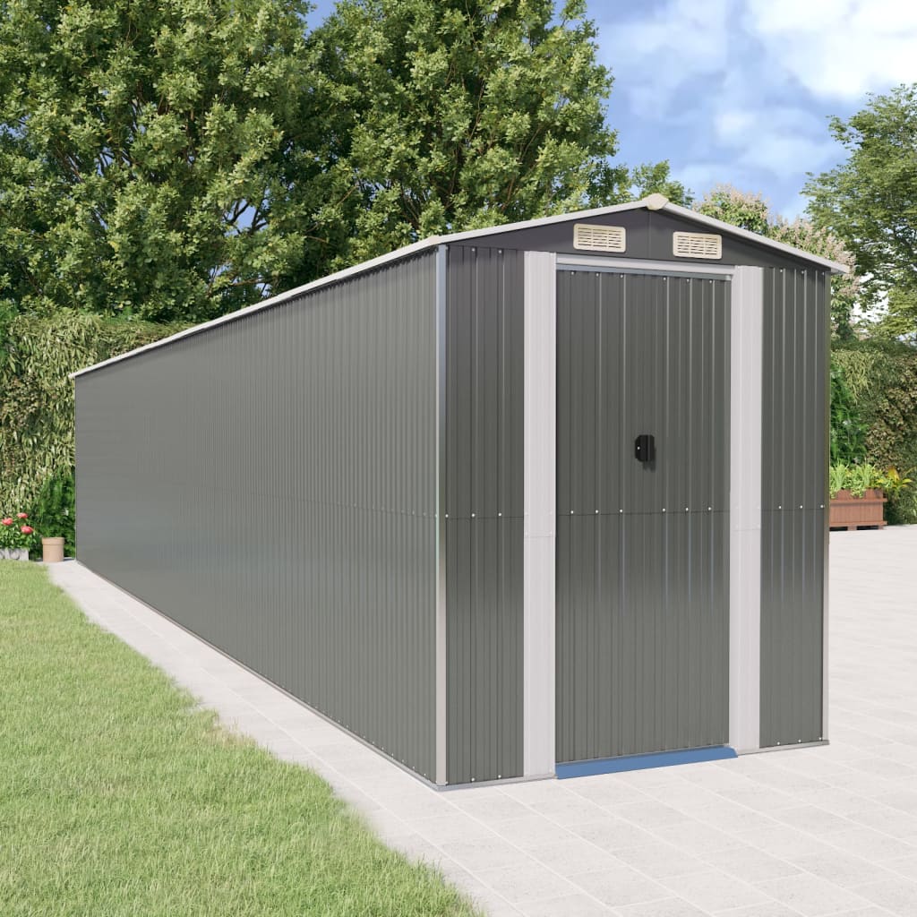vidaXL Garden Shed Light Grey Galvanised Steel