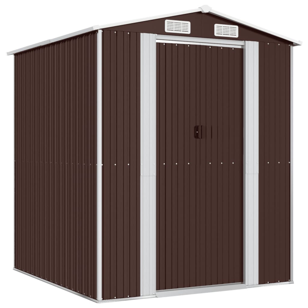 vidaXL Garden Shed Dark Brown 192x191x223 cm Galvanised Steel 2