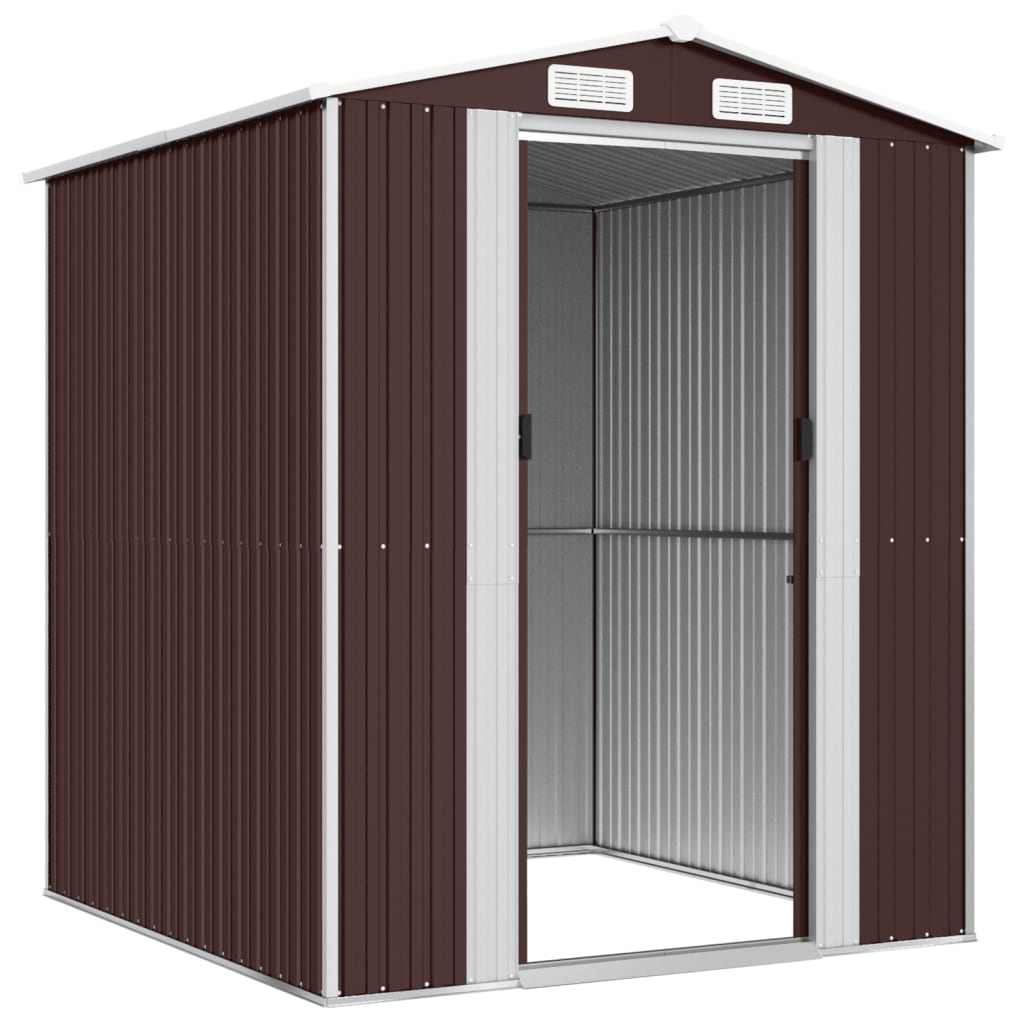 vidaXL Garden Shed Dark Brown 192x191x223 cm Galvanised Steel 4