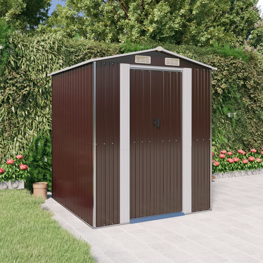 vidaXL Garden Shed Dark Brown 192x191x223 cm Galvanised Steel 1