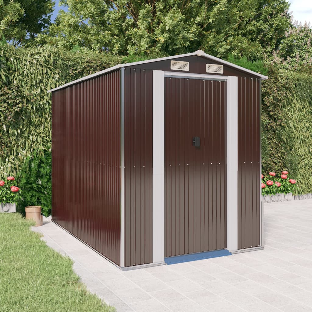Garden Shed Dark Brown Galvanised Steel 192 x 274 x 223 cm