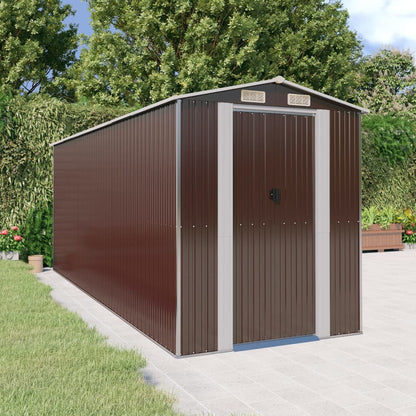 Garden Shed Dark Brown Galvanised Steel 192 x 523 x 223 cm