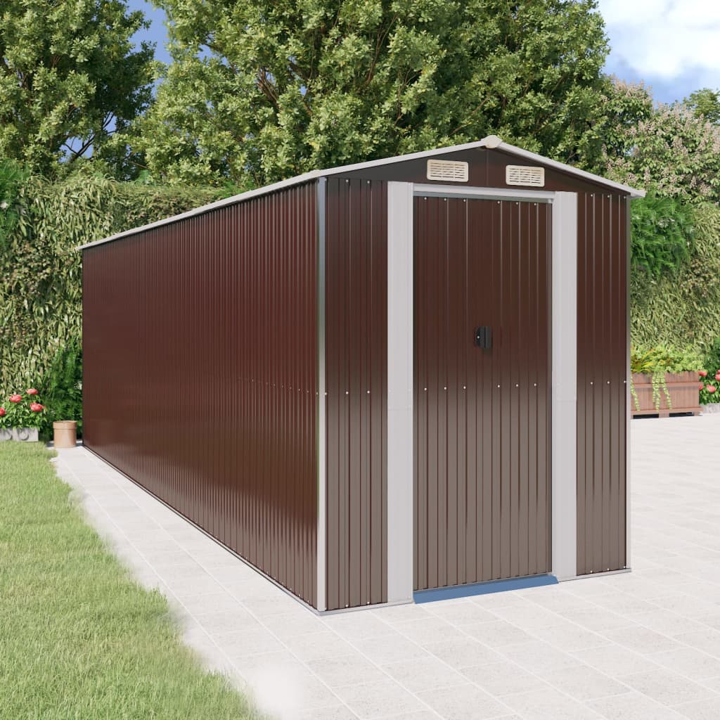 Garden Shed Dark Brown Galvanised Steel 192 x 606 x 223 cm