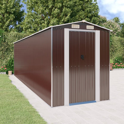 Garden Shed Dark Brown Galvanised Steel 192 x 689 x 223 cm
