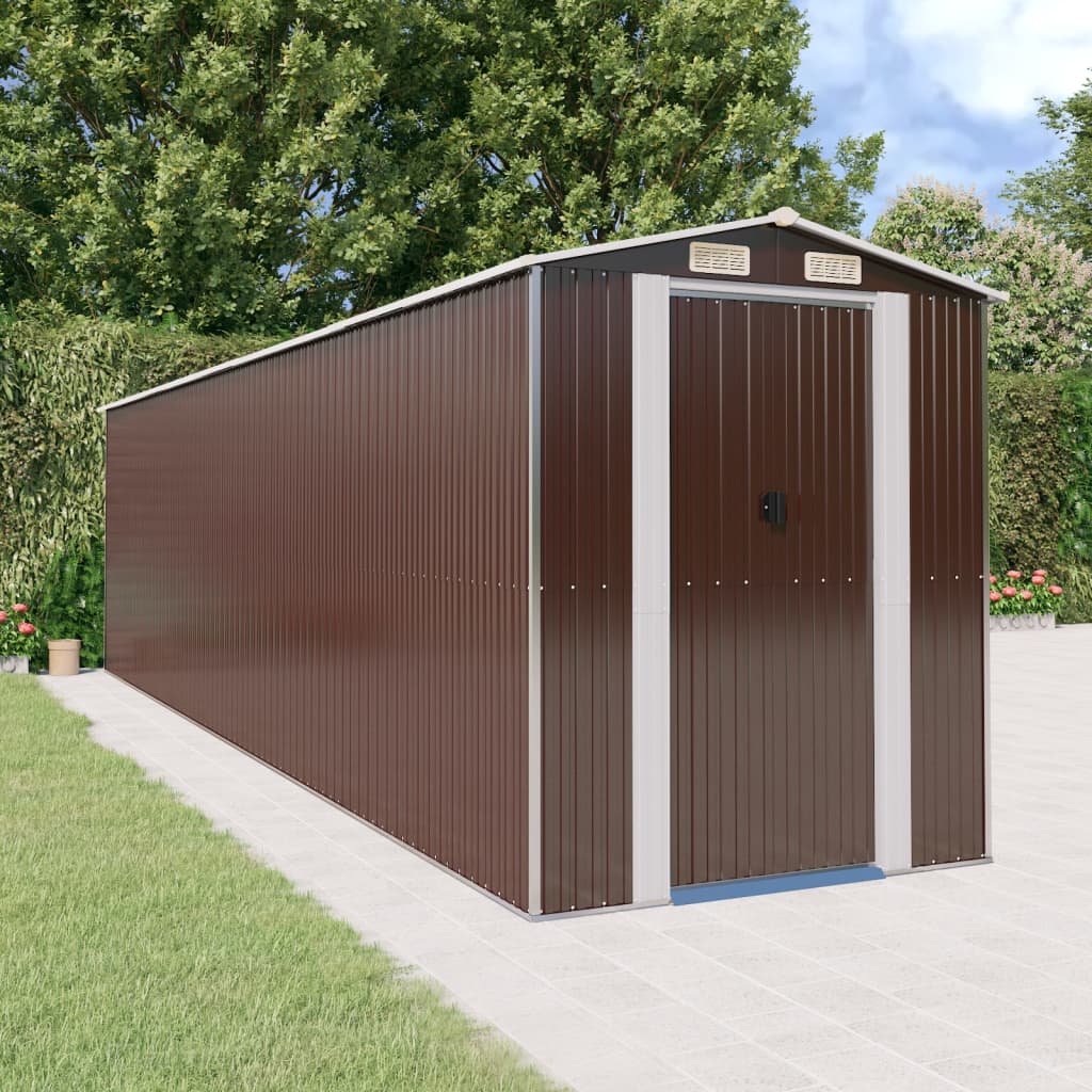 Garden Shed Dark Brown Galvanised Steel 192 x 772 x 223 cm