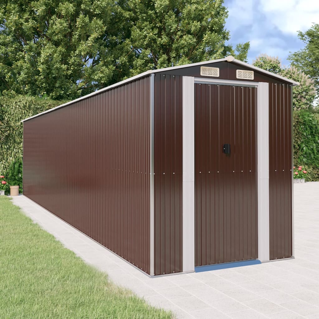 Garden Shed Dark Brown Galvanised Steel 192 x 855 x 223 cm