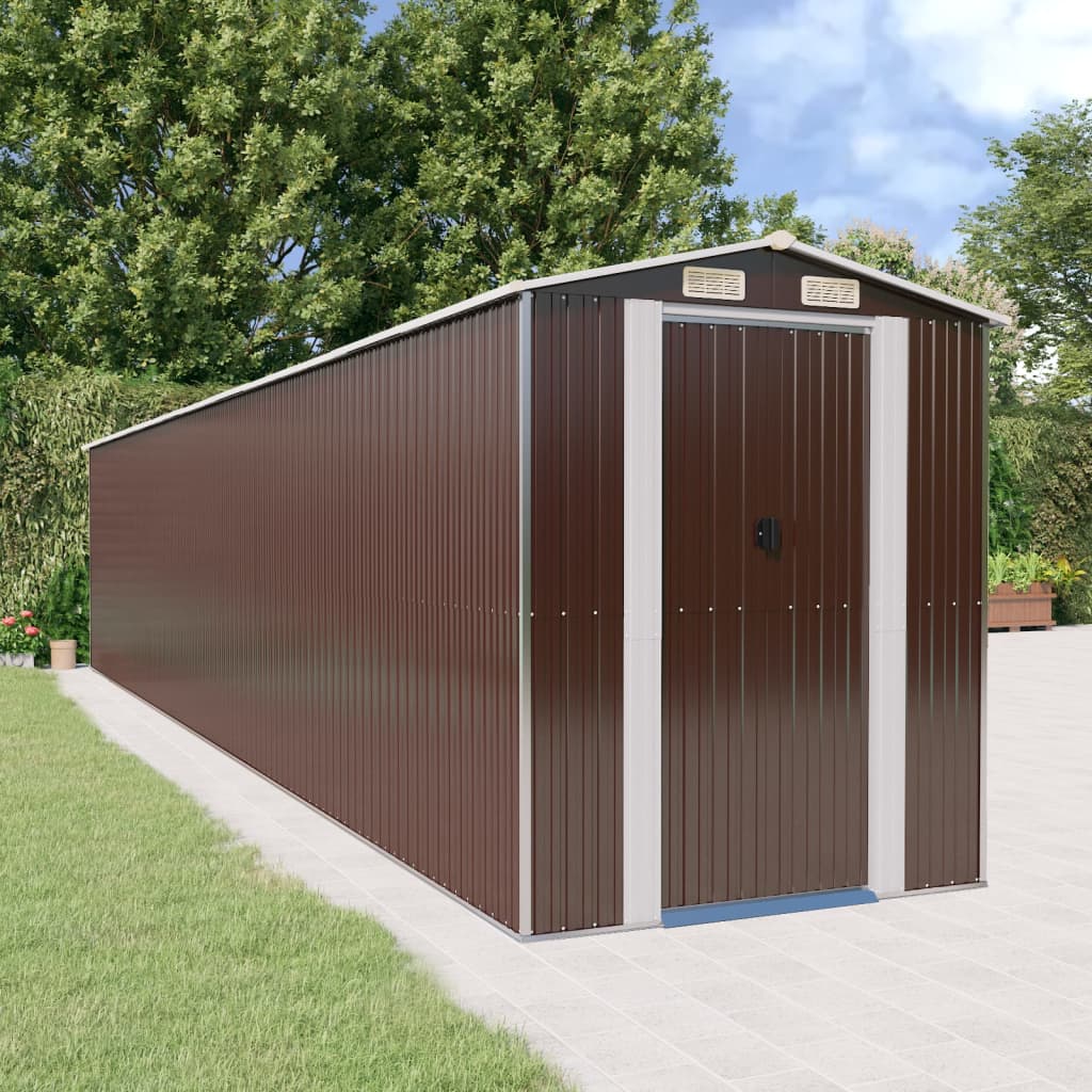 Garden Shed Dark Brown Galvanised Steel 192 x 1021 x 223 cm