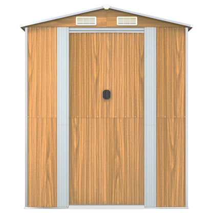 vidaXL Garden Shed Light Brown 192x191x223 cm Galvanised Steel 4