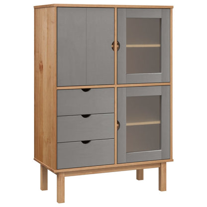 vidaXL Highboard OTTA Brown and Grey 85x43x125 cm Solid Wood Pine 2