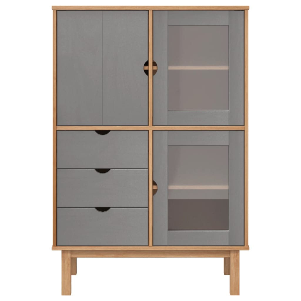 vidaXL Highboard OTTA Brown and Grey 85x43x125 cm Solid Wood Pine 3