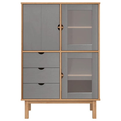 vidaXL Highboard OTTA Brown and Grey 85x43x125 cm Solid Wood Pine 3