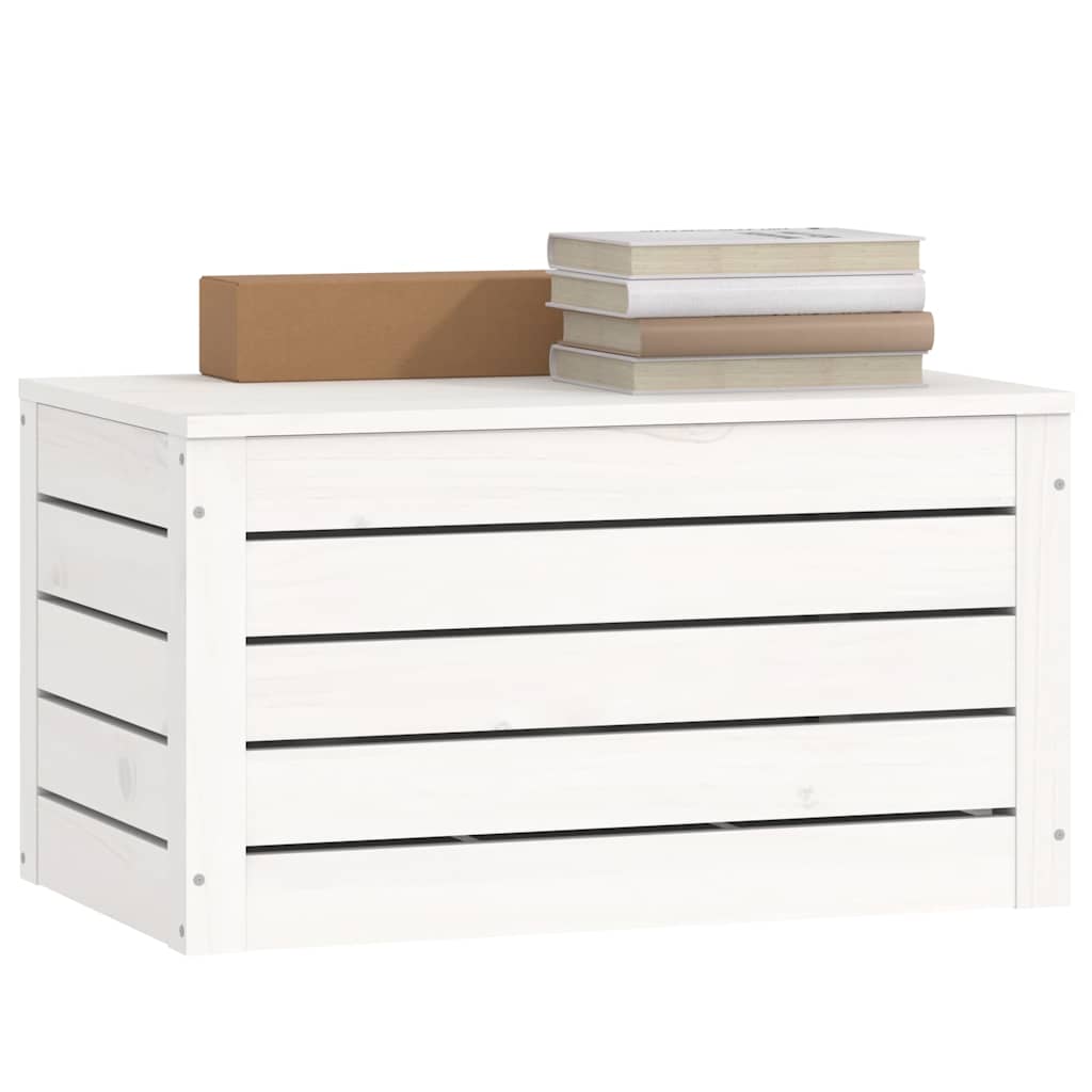 Storage Box 89x36,5x33 cm Solid Wood Pine White 59.5 x 36.5 x 33 cm