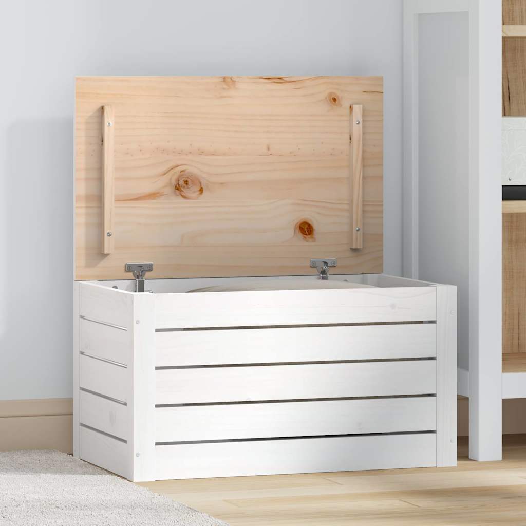 Storage Box 89x36,5x33 cm Solid Wood Pine White 59.5 x 36.5 x 33 cm