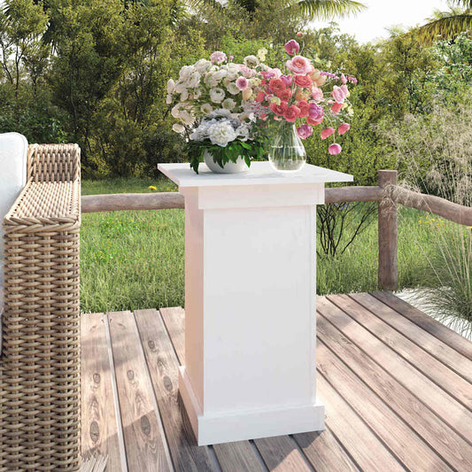 Flower Stand Solid Wood Pine White 40 x 40 x 60 cm