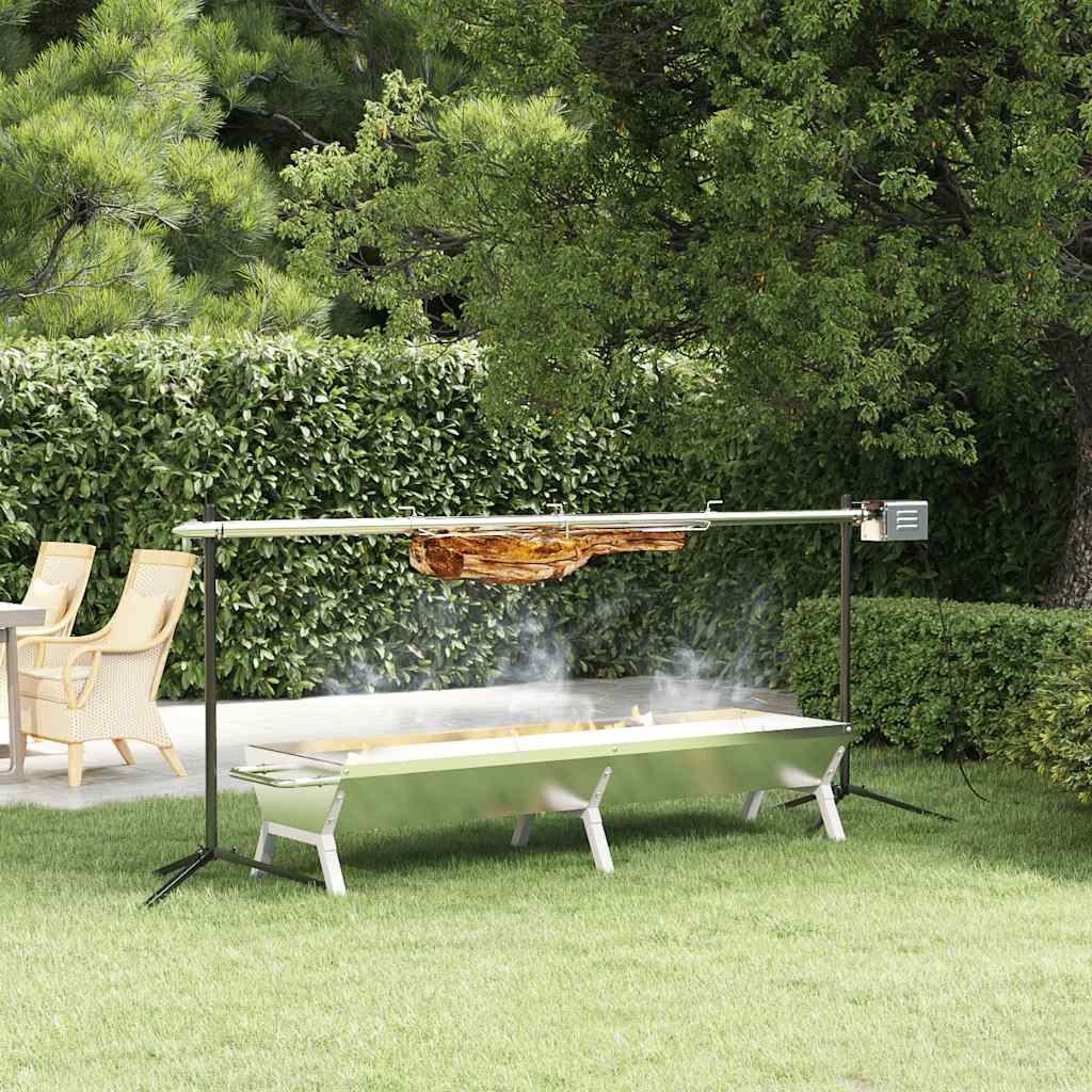 vidaXL Automatic Barbecue Grill and Tray Set Stainless Steel 1