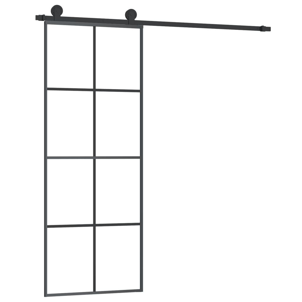 vidaXL Sliding Door with Hardware Set 76x205 cm ESG Glass&Aluminium 2
