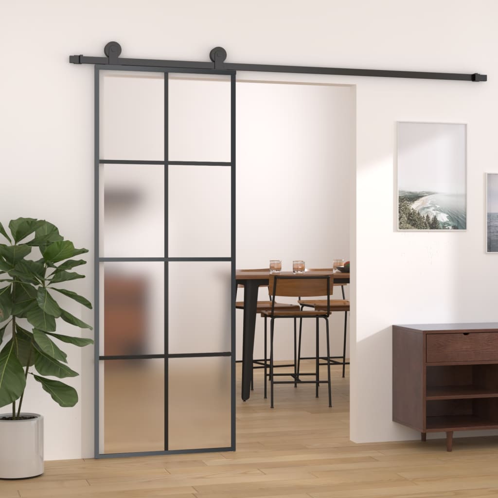 vidaXL Sliding Door with Hardware Set 76x205 cm ESG Glass&Aluminium 1