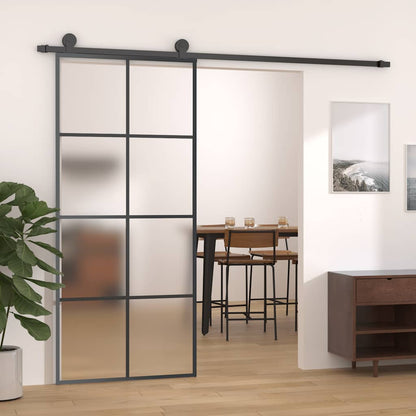 vidaXL Sliding Door with Hardware Set 90x205 cm ESG Glass&Aluminium 1