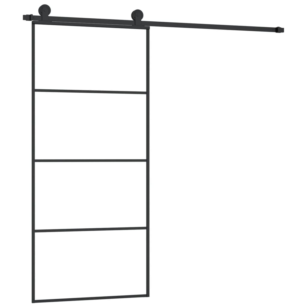 vidaXL Sliding Door with Hardware Set 90x205 cm ESG Glass&Aluminium 2