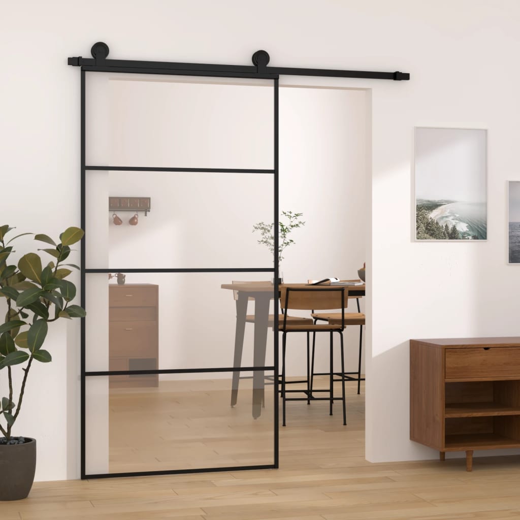 vidaXL Sliding Door with Hardware Set 102,5x205 cm ESG Glass&Aluminium 1