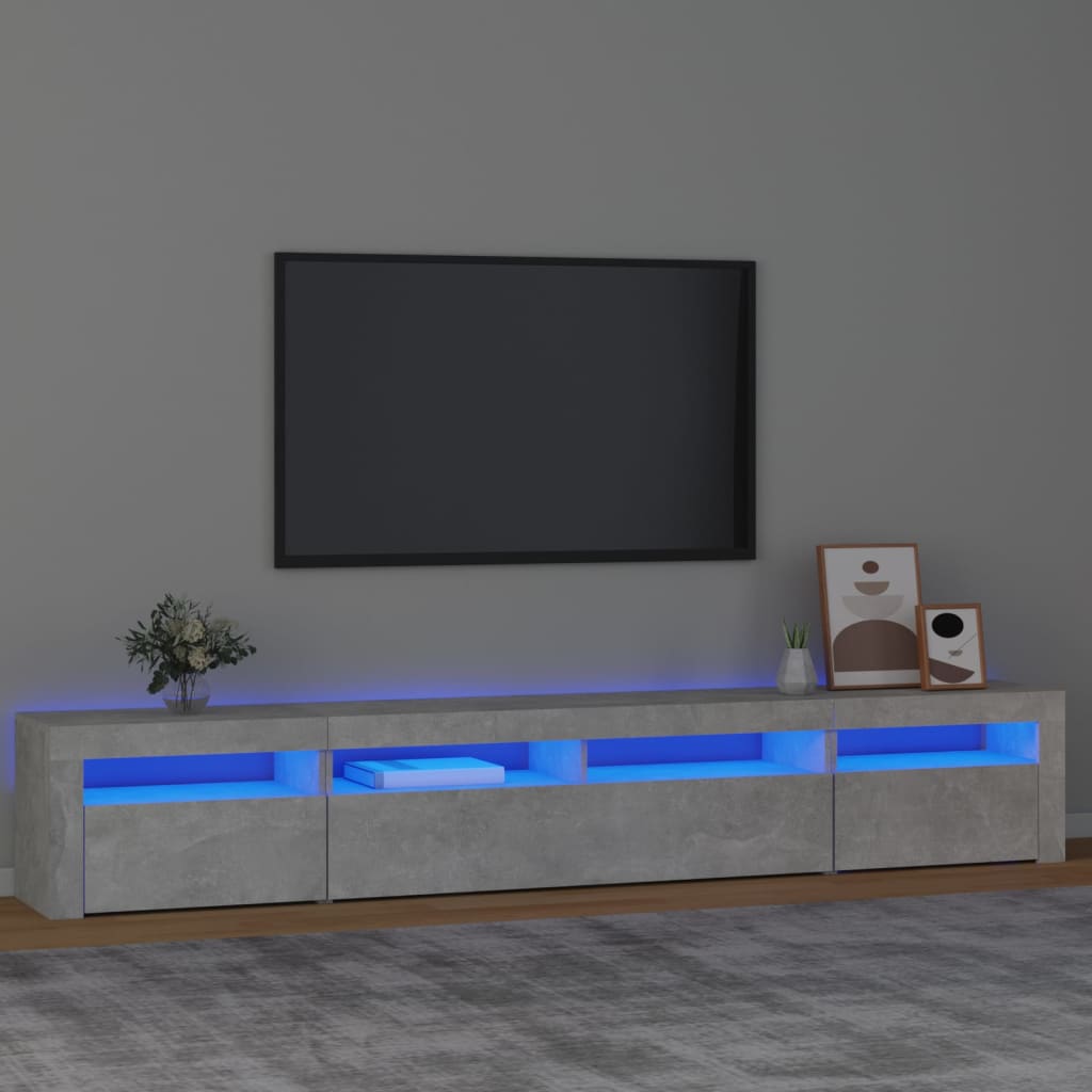 TV Cabinet with LED Lights 240x35x40 cm Concrete grey