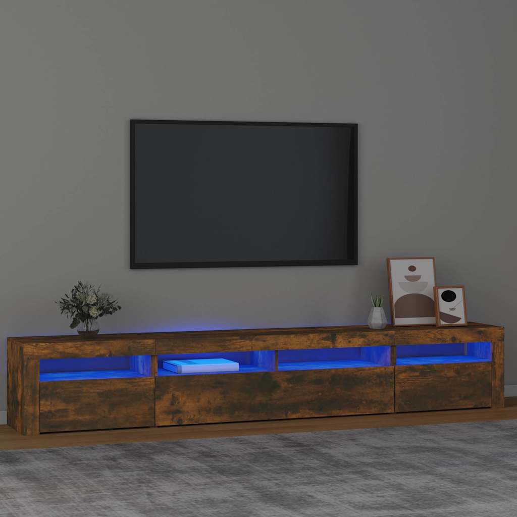 TV Cabinet with LED Lights 240x35x40 cm Smoked oak