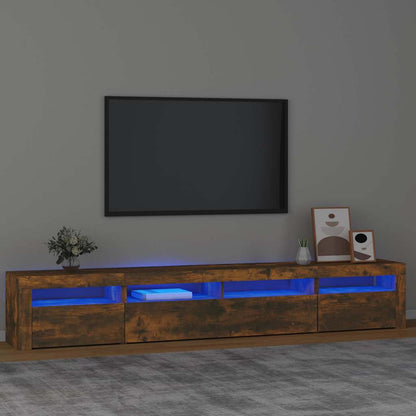 TV Cabinet with LED Lights 240x35x40 cm Smoked oak