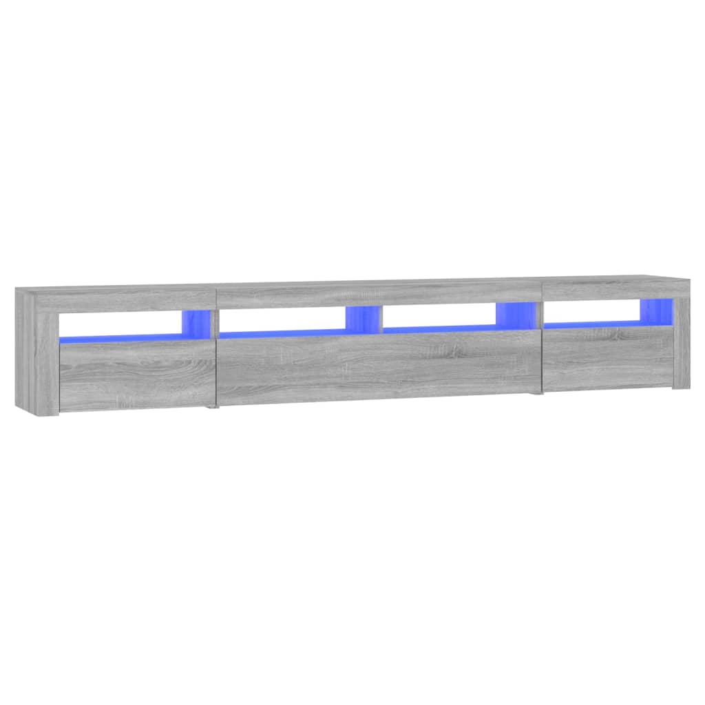 vidaXL TV Cabinet with LED Lights Grey Sonoma 240x35x40 cm 2