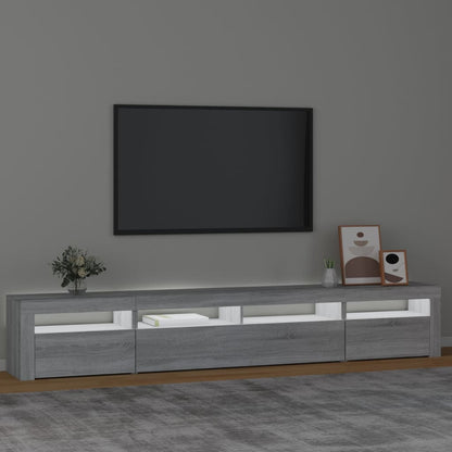 vidaXL TV Cabinet with LED Lights Grey Sonoma 240x35x40 cm 3