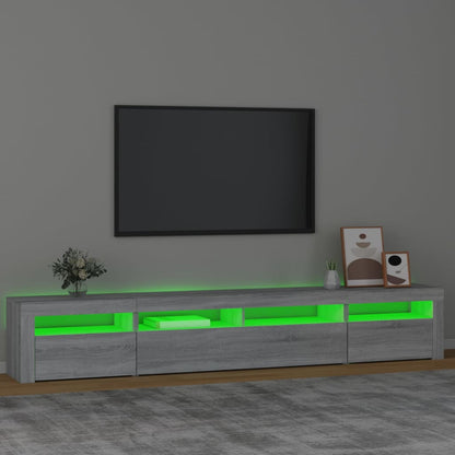 vidaXL TV Cabinet with LED Lights Grey Sonoma 240x35x40 cm 4