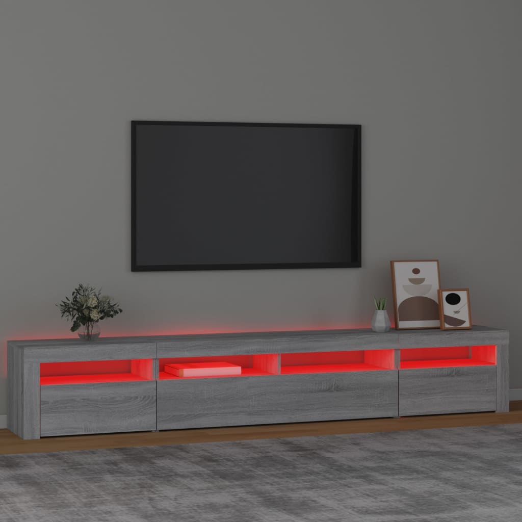 vidaXL TV Cabinet with LED Lights Grey Sonoma 240x35x40 cm 5