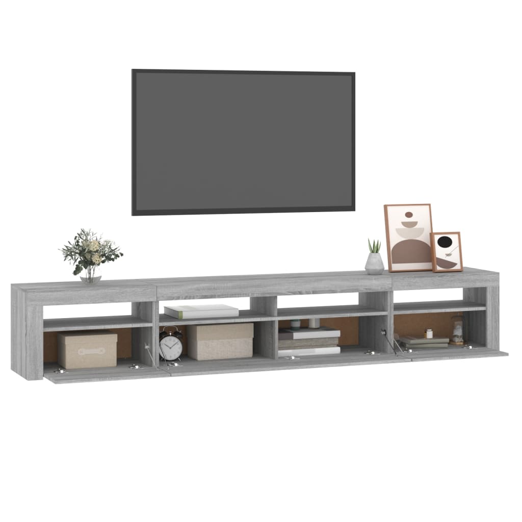 TV Cabinet with LED Lights 240x35x40 cm Grey sonoma