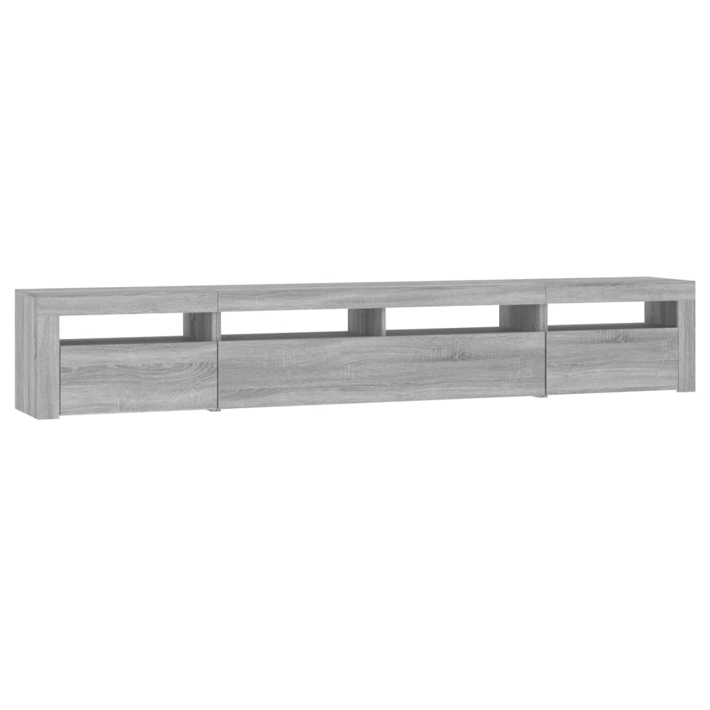 vidaXL TV Cabinet with LED Lights Grey Sonoma 240x35x40 cm 6