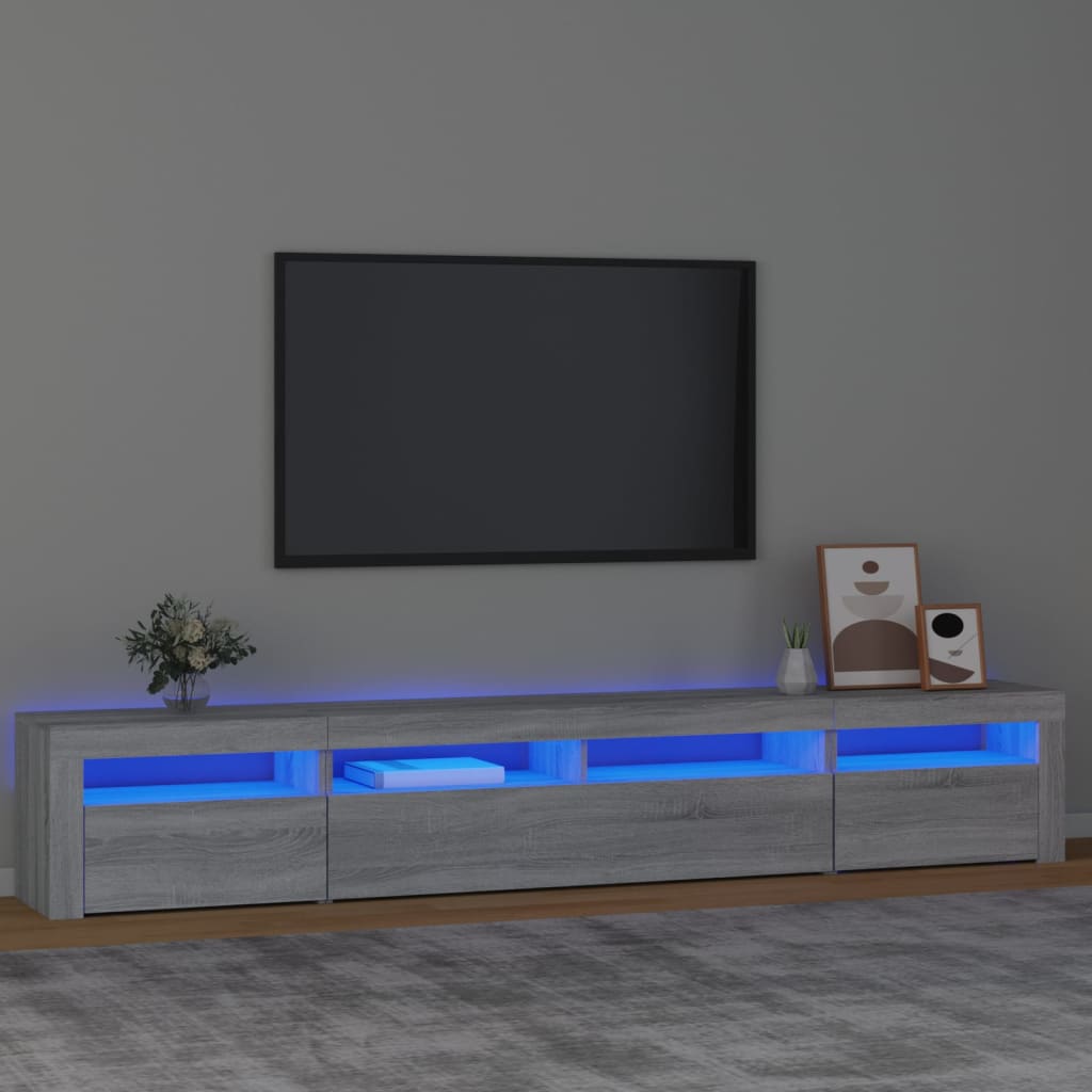 vidaXL TV Cabinet with LED Lights Grey Sonoma 240x35x40 cm 1