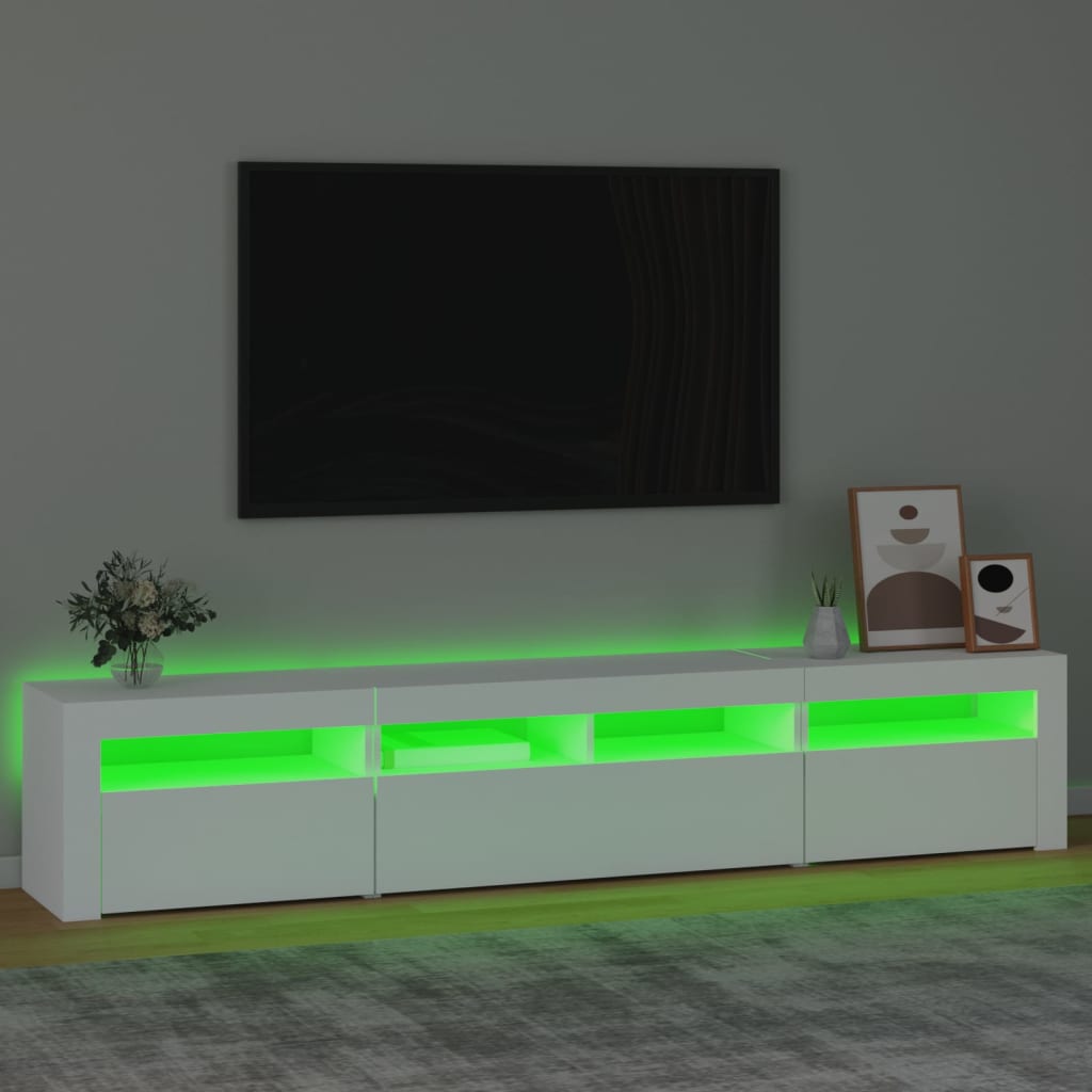 TV Cabinet with LED Lights 210x35x40 cm White