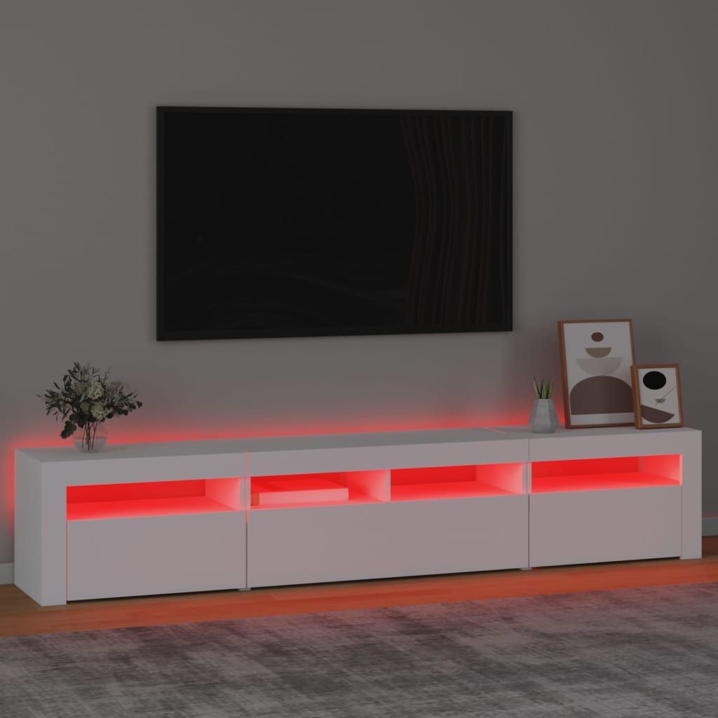 TV Cabinet with LED Lights 210x35x40 cm White